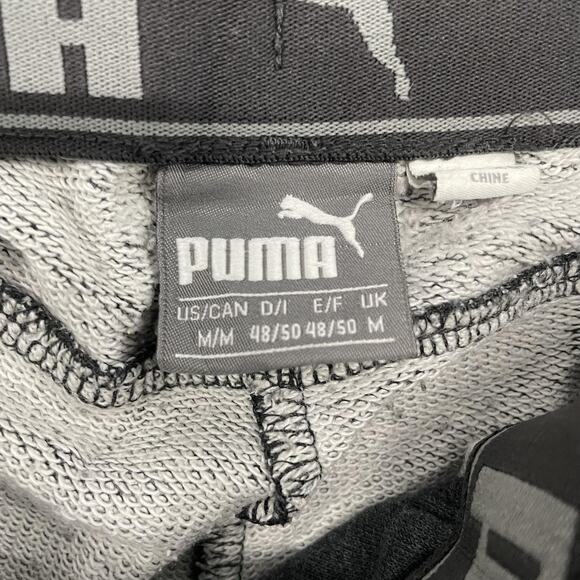 Puma Pants Mens Medium Gray Joggers Sweatpants Tapered Cuffed Embroidered Logo - Picture 3 of 7